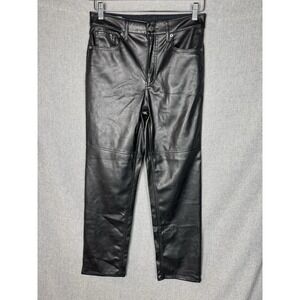 Vintage Gap Slim Fit Pants Size 28/6R Black Faux Leather Pleather High Rise